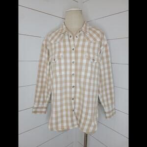 J Crew small tan and white plaid cotton shacket
